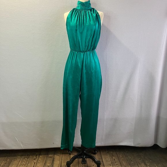 1980s Dressy Sleeveless Turtleneck Open Back Jumpsuit & Jacket - Picture 2 of 13